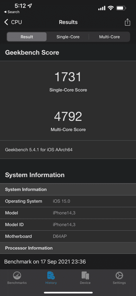 Les scores Geekbench de l'iPhone 13 Pro Max