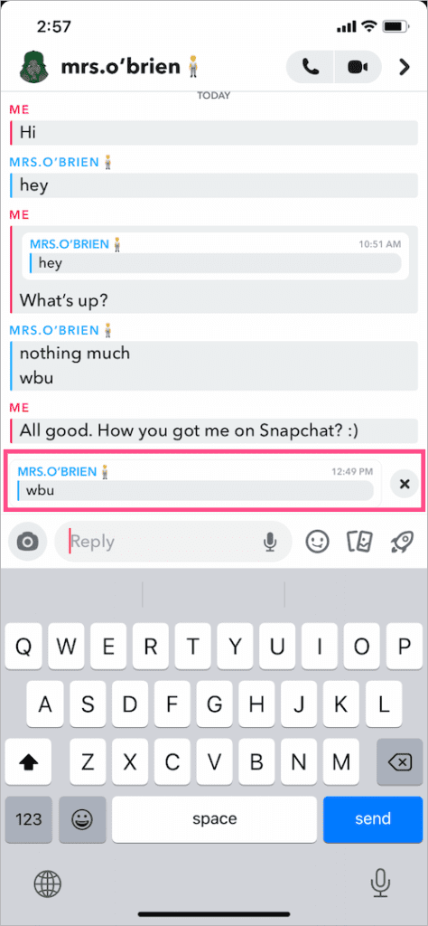 répondre à un message particulier sur snapchat