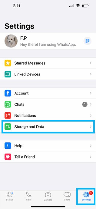Storage and data in WhatsApp