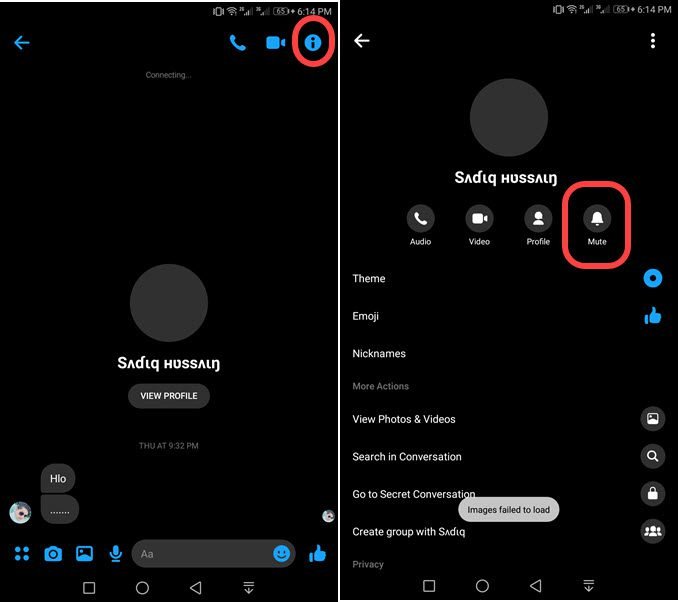 Turn off Messenger notifications on Messenger app for one person