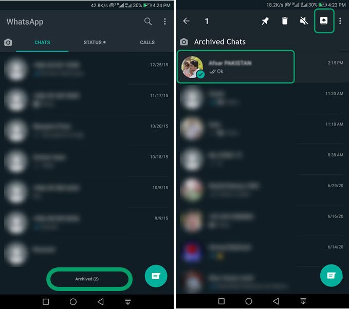 Unarchive Restore or Recover WhatsApp Chat