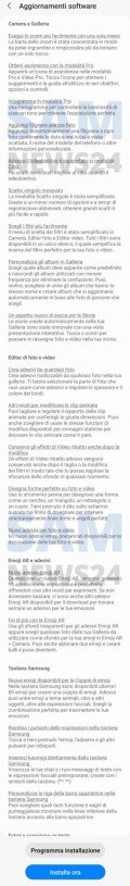Notes de version OTA en italien