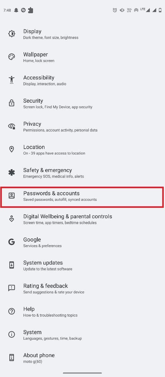 locate and tap on Passwords and accounts